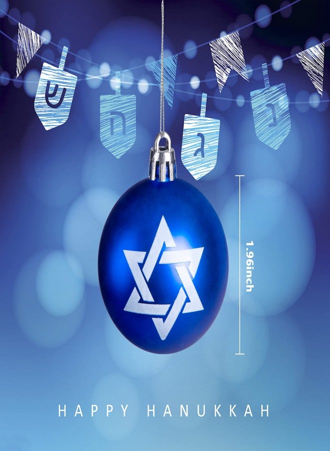 LFUTARI 12pcs 2 inch Hanukkah Ball Ornaments,Star of David Hanukkah Ornament Balls,White and Blue Jewish Menorah Ornaments for Tree Decorations (Blue) - Image 2